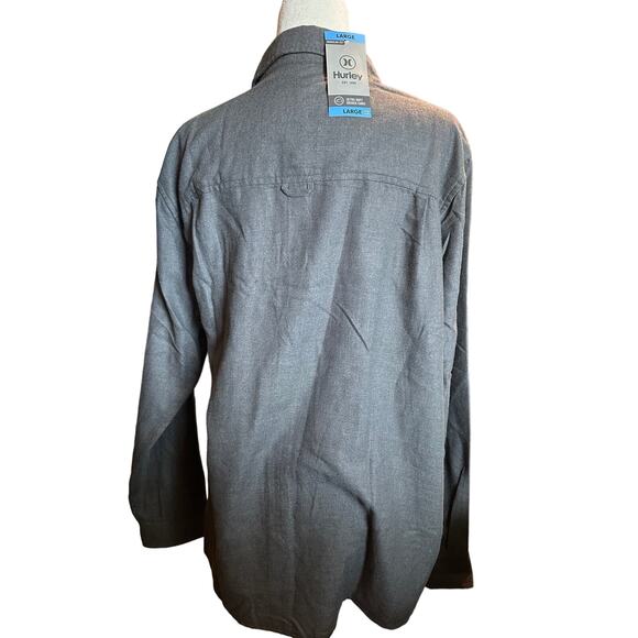 Hurley Charcoal Ultra Soft Brushed Flannel Regular Fit Shirt, Size Large NWT - Picture 4 of 8
